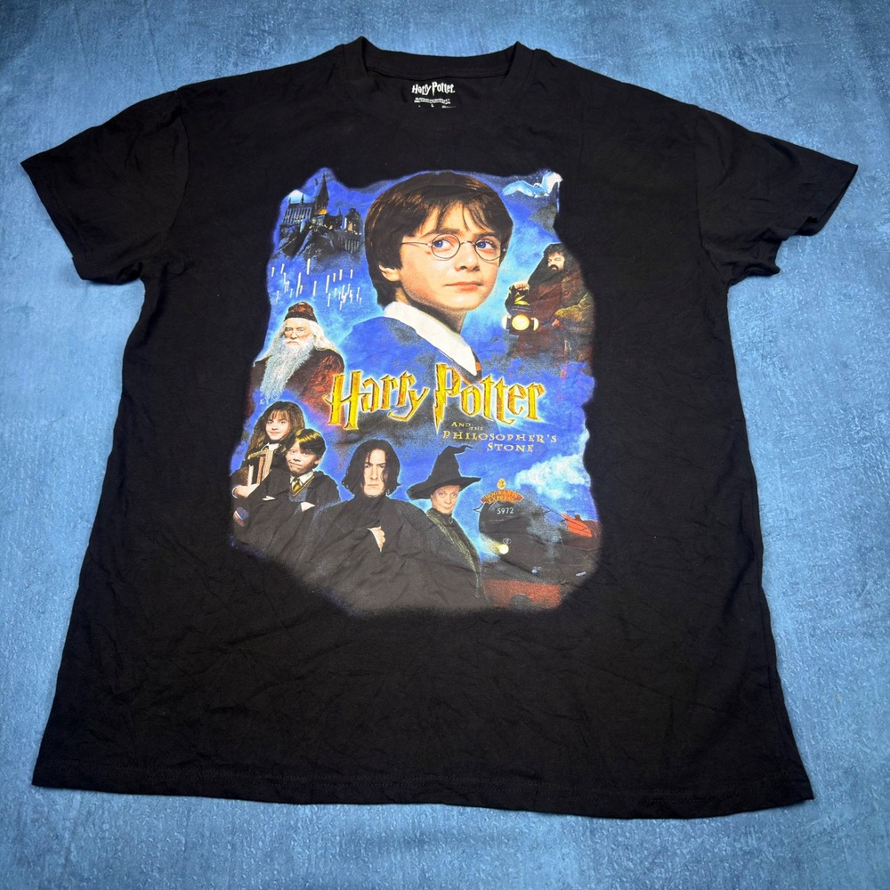 Harry Potter Philosophers Stone Graphic T-Shirt Mens Large Black HPQ037AUAFWP12